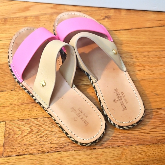 Kate Spade Idreena Double Band Espadrille Sandal Tan Pink 8 - Picture 3 of 6